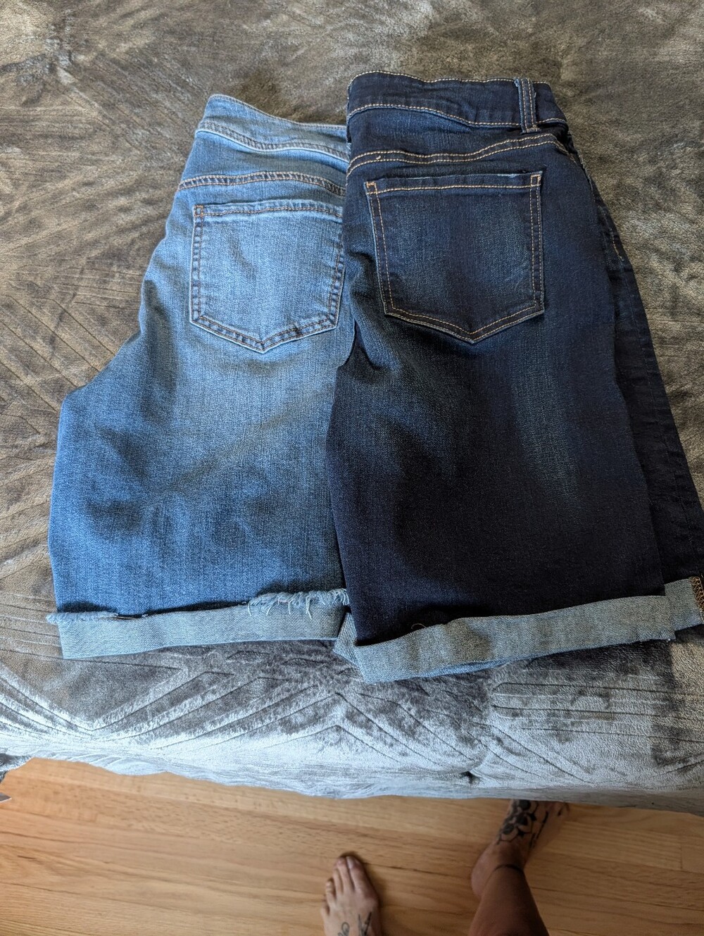 Time and Tru Mid-Rise Denim Shorts in  Dark Blue, Style&Co Light Blue